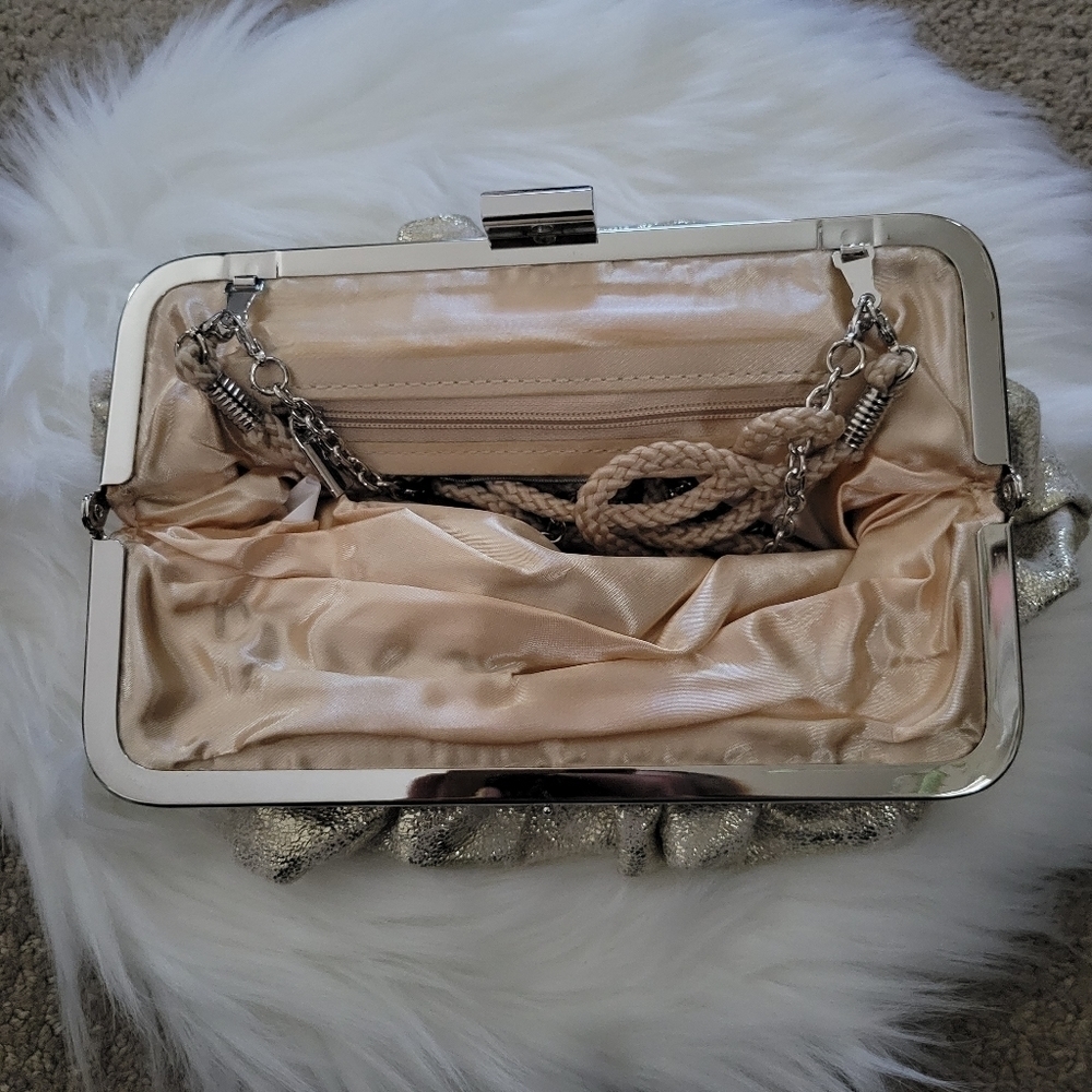 Charming Charlie Gold Clutch & Crossbody Purse - Picture 2 of 10